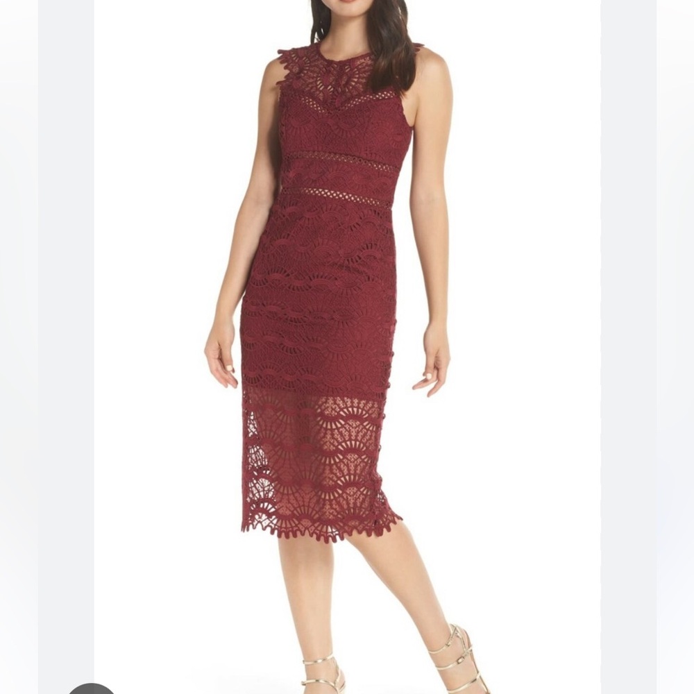 Bardot  Mother of the bride midi lace dress